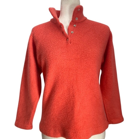 Johnstons Scotland Cashmere Pullover Sweater Jumper Quarter Snap Women’s Coral - Picture 9 of 9